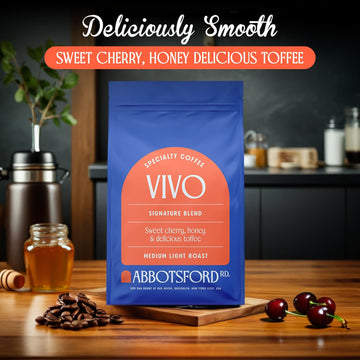 Vivo Arabica Whole Coffee Beans, Specialty Coffee, Signature Blend Medium Light Roast Whole Bean With Sweet Cherry, Honey, And D