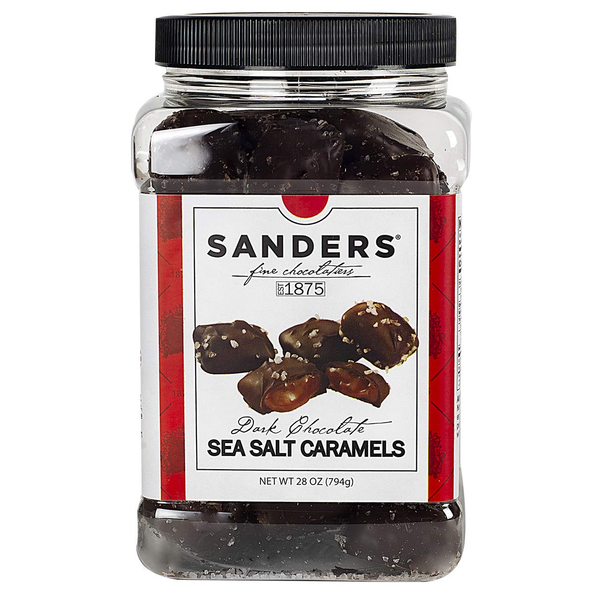 Sanders Dark Chocolate Sea Salt Caramels Kettle Cooked Caramel Covered In Dark Chocolate 28 Oz Gift Tub