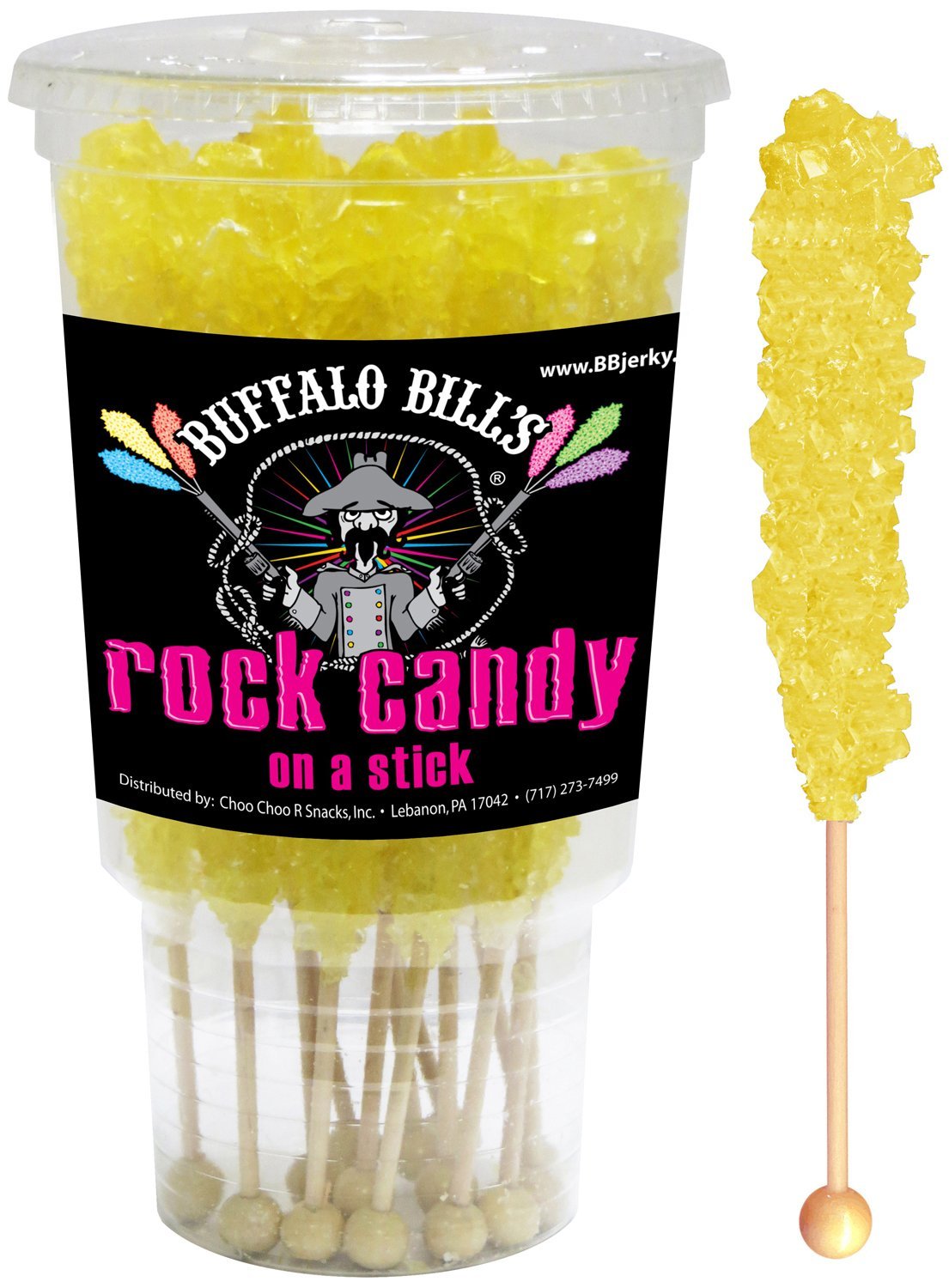 Buffalo Bills Banana (Yellow) Rock Candy On A Stick (12-Ct Cup Yellow Rock Candy Crystal Sticks)