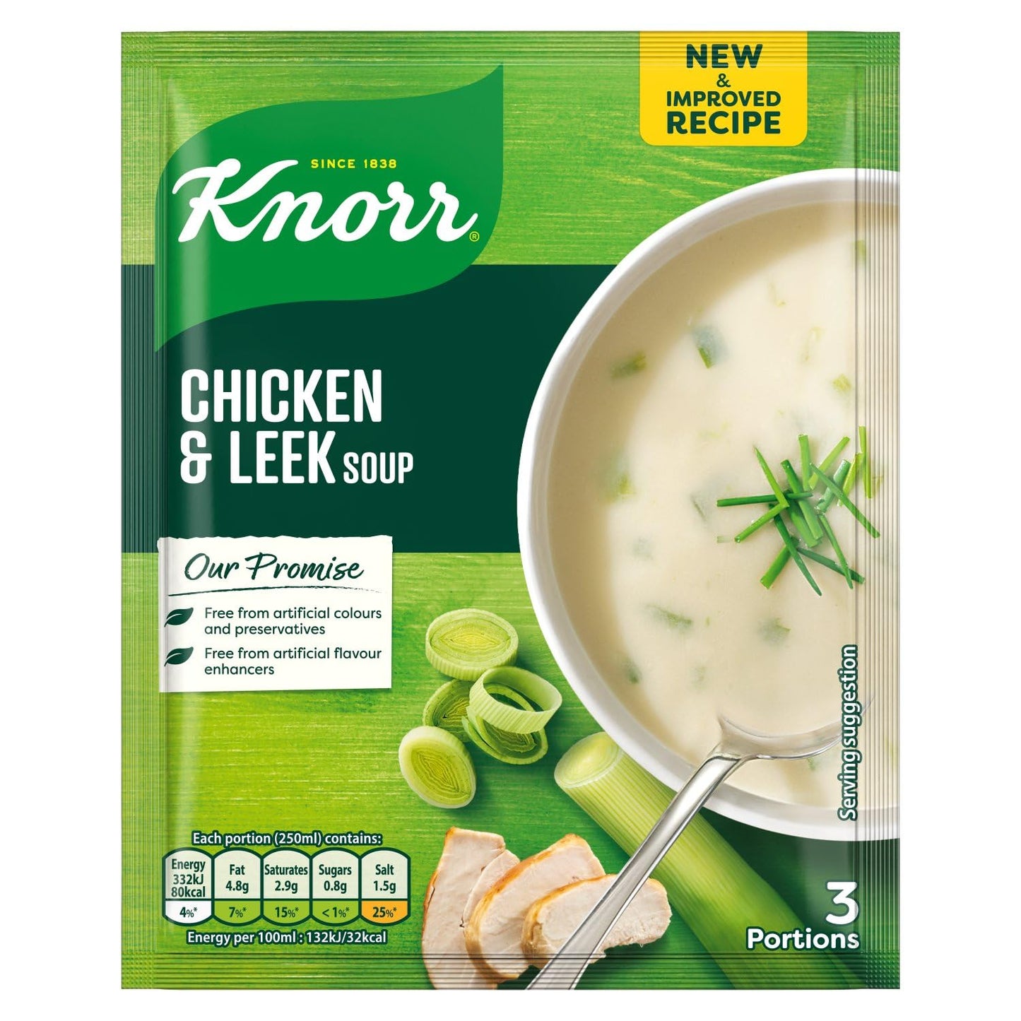 Knorr Chicken & Leek Packet Soup Mix 50g, Pack of 3 (3x1.76oz) Irish recipe
