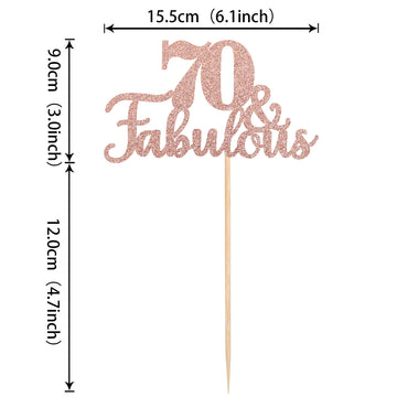 1 Pcs 70 & Fabulous Cake Topper Glitter Seventy And Fabulous Cake Toppers Happy 70Th Birthday Cake Pick For 70Th Wedding Anniver