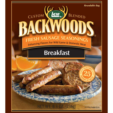 Lem Products Backwoods Breakfast Fresh Sausage Seasoning, Ideal For Wild Game And Domestic Meat, Seasons Up To 25 Pounds Of Meat, 8.3 Ounce Packet