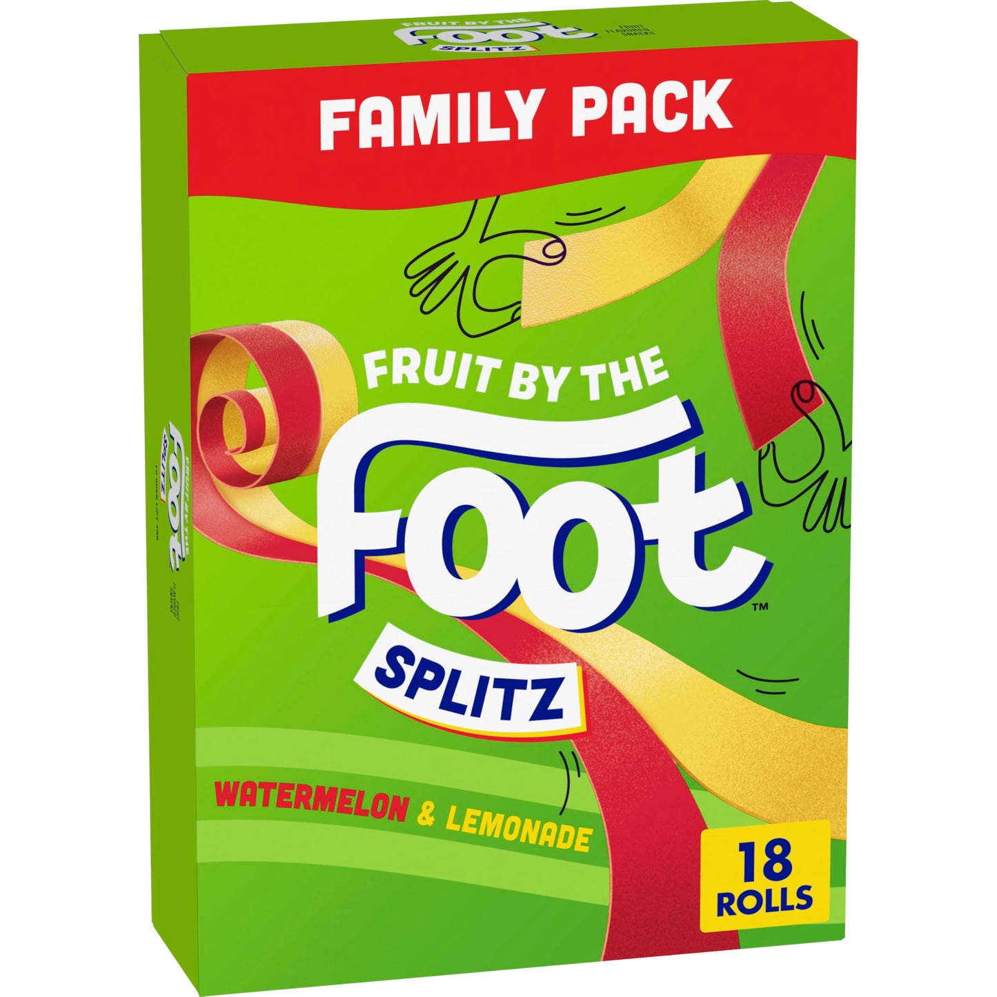 Fruit By The Foot Splitz Fruit Flavored Snacks Watermelon And Lemonade Family Pack 18 Rolls 13.5 Oz