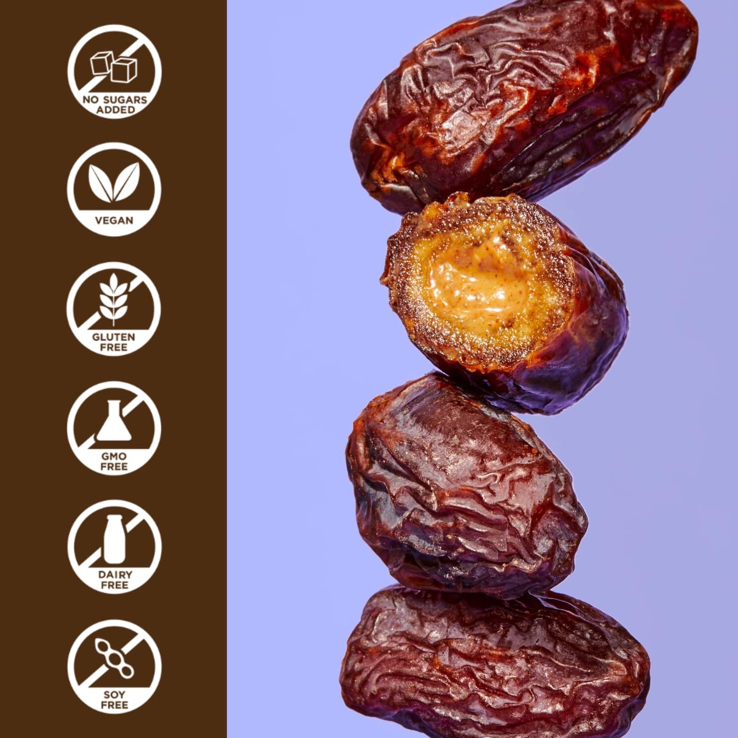 Realsy Organic Pitted & Stuffed Medjool Dates, Gluten-Free, Vegan, Peanut Butter 5 Pack