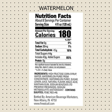 Finest Call Watermelon Fruit Puree Drink Mix, 1 Liter Bottle (33.8 Fl Oz), Pack of 3