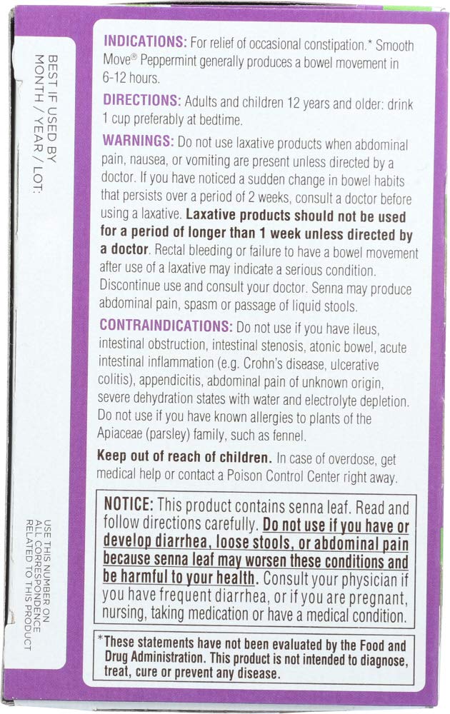 Traditional Medicinals Organic Smooth Move Chamomile Laxative Tea, 16 Bags, Pack of 2