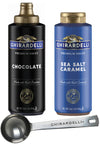 Ghirardelli Sea Salt Caramel and Chocolate Flavored Sauce 16 oz Squeeze Bottles (Pack of 2) with Ghirardelli Stamped Barista Spo