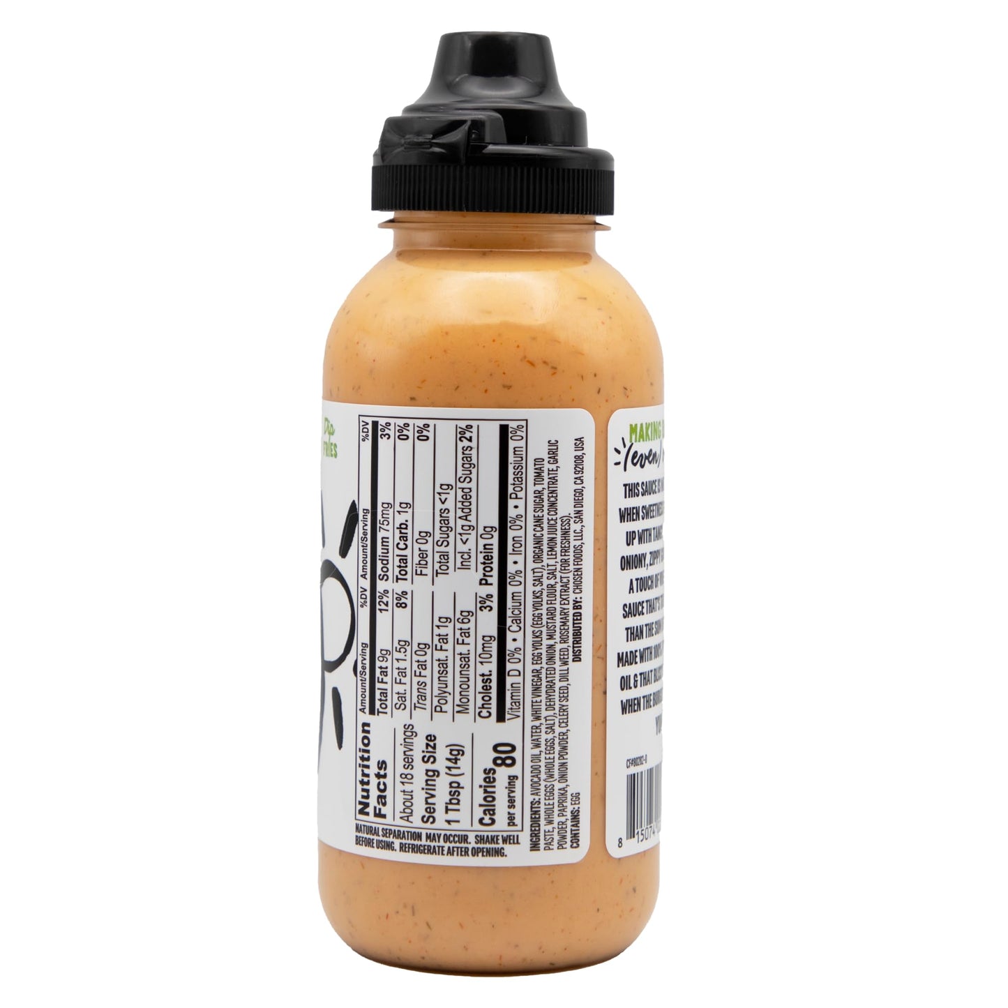 Chosen Foods Burger Sauce, For Hamburgers, Sandwiches, Nuggets, Wings, Fries, And More 9 Floz