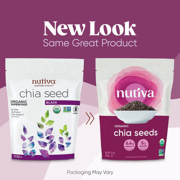 Nutiva Organic Premium Raw Black Chia Seeds, 12 Oz, Usda Organic, Non-Gmo, Whole 30 Approved, Vegan, Gluten-Free & Keto, Nutrient-Dense Seeds With 3G Protein & 5G Fiber For Salads, Yogurt & Smoothies