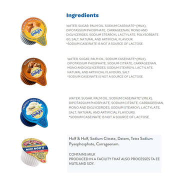 4 Flavors Assortment Single Serve Coffee Cream Creamer Set, Various Sweet Creamers, Delight Coffee Creamer & Mini Moo'S In Signa