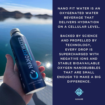 Nano Fit Water - All Natural Oxygen Infused Bottle Water, 9.5+ Ph Alkaline Still Drinking Water, 100% Recyclable Aluminum Bottle