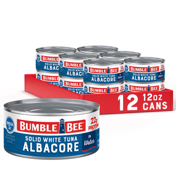Bumble Bee Solid White Albacore Tuna In Water, 12 Oz Can (Pack Of 12) - Wild Caught Tuna - 22G Protein Per Serving, High In Omega-3S - Non-Gmo Project Verified, Gluten Free, Kosher