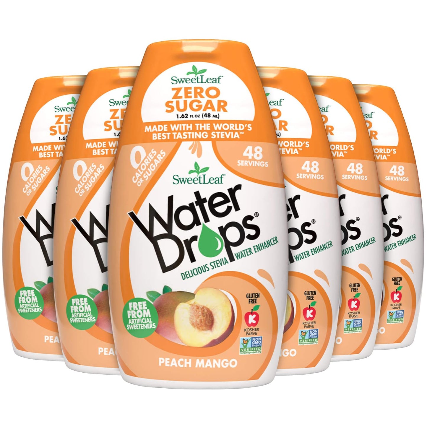 Sweetleaf Water Drops, Peach Mango – Sugar-Free Water Enhancer Drops, Stevia & Monk Fruit Sweetener Water Flavoring, 1.62 Oz (Pack Of 6)