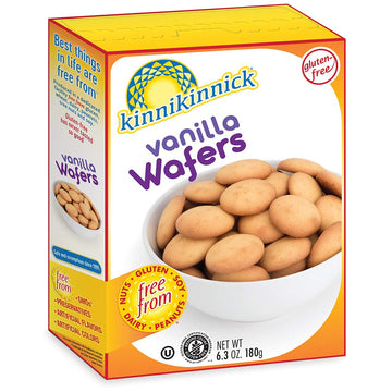 Kinnikinnick - Vanilla Wafers - Gluten Free, Allergy Friendly Cookies - 6.3 Oz. Boxes - 6 Pack