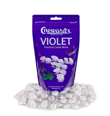 Choward'S Violet Mints Candy In Resealable Bag - 4 Oz - 64 Individually Wrapped Candy Mints