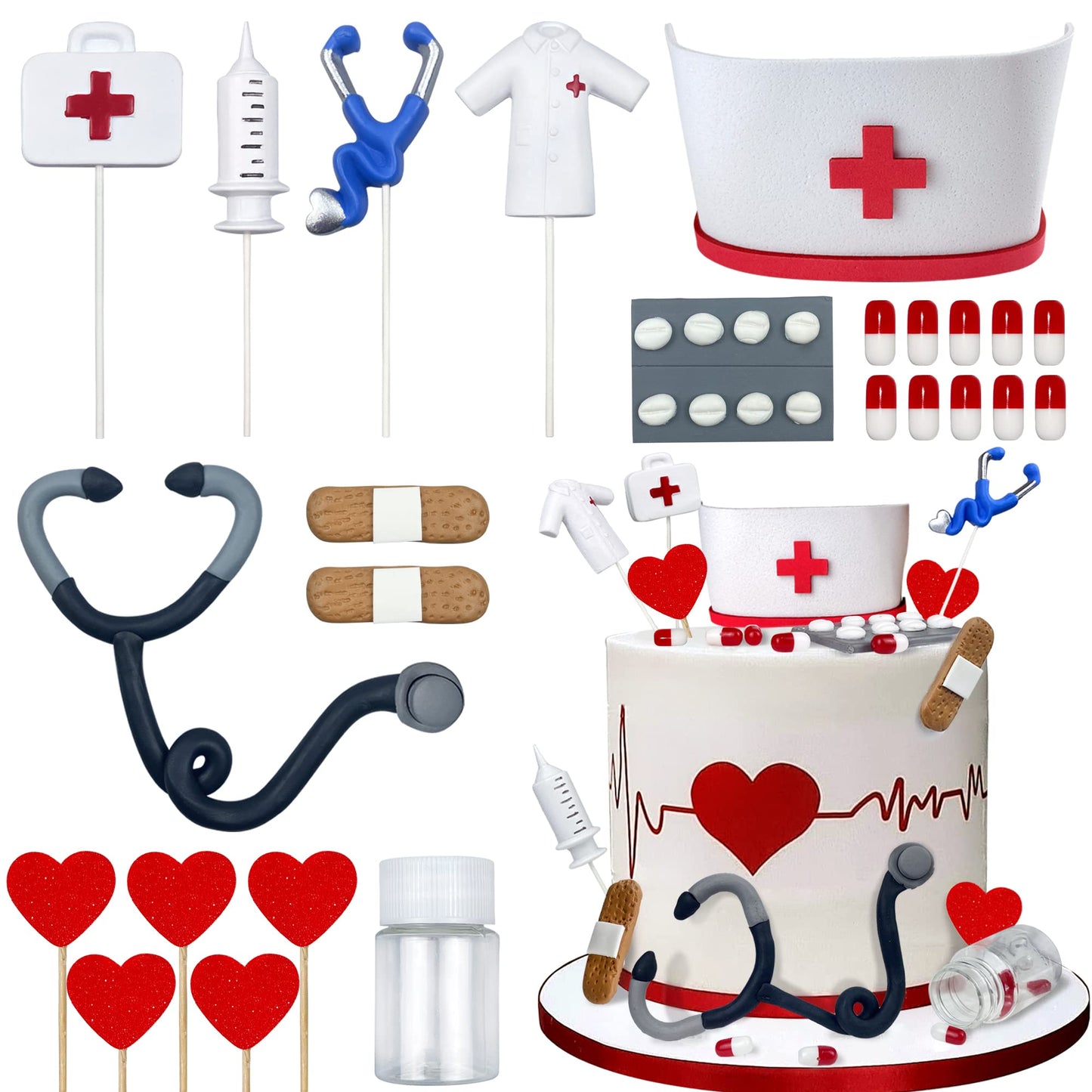 Nurse Cake Topper Nursing Cupcake Toppers Nurse Graduation Cake Decorations Rn Theme Party Favors Nurse Decorations For Nursing