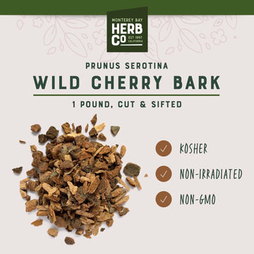 Monterey Bay Herb Co. Wild Cherry Bark | Black Cherry, Mountain Black Cherry, Choke Cherry | Used to Make Teas & Syrups | Cut &