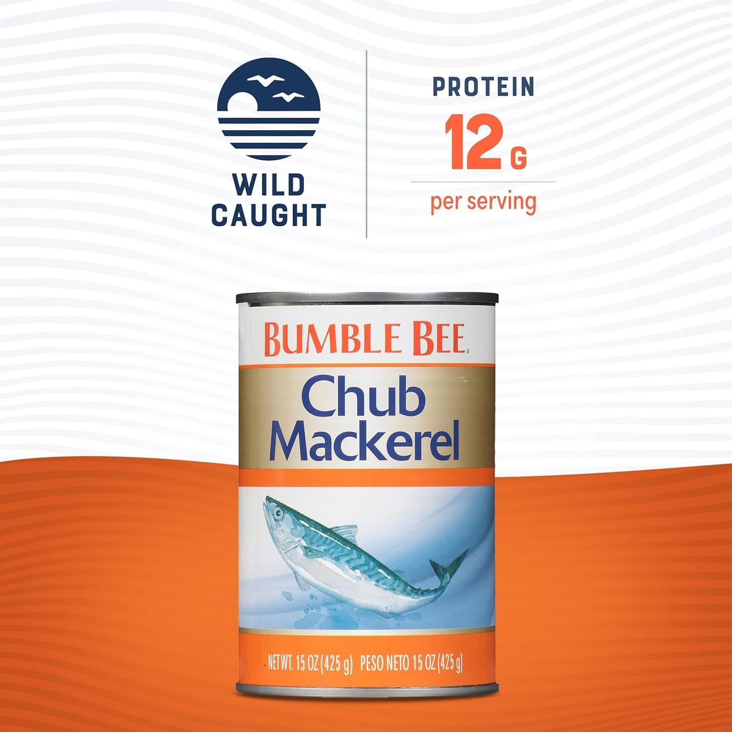 Bumble Bee Chub Mackerel, 15 Oz Can (Pack Of 12) - Canned Mackerel Fish, High Protein Keto Food, Gluten Free