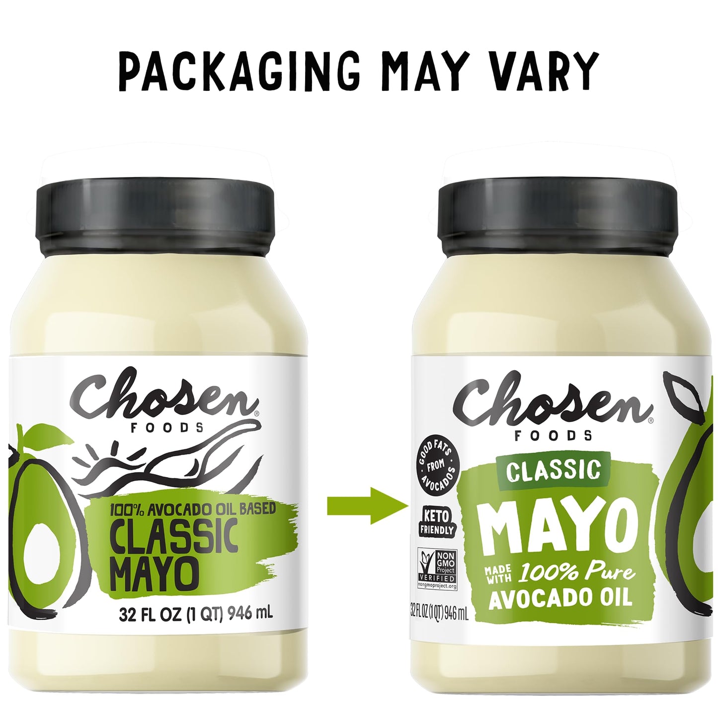 Chosen Foods 100% Avocado Oil Mayonnaise, Gluten & Dairy Free, 32 Fl Oz - Keto & Paleo Friendly for Sandwiches, Dressings, and Sauces