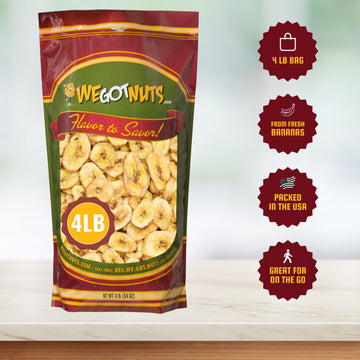We Got Nuts Sweetened Banana Chips (4 Pounds) Sealed For Freshness - We Got Nuts