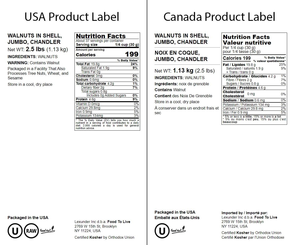 Food To Live Jumbo Walnuts In Shell, 2.5 Pounds - California Chandler Variety. Rich In Omega-3S And Antioxidants. Keto-Friendly,