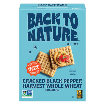 Back to Nature - Cracked Black Pepper Whole Wheat Crackers - Non-GMO, Made with Whole Grain Wheat & Sea Salt - Seriously Tasty S
