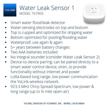 Yolink Water Leak Detector, 1/4 Mile World'S Longest Range, Wireless Smart Water Leak Sensor, Alexa, Ifttt, Hub Required