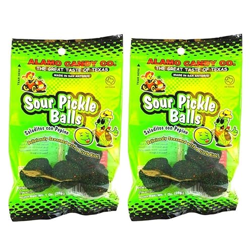 2 Pack-Alamo Candy Sour Pickle Balls, 1 Oz (Pack Of 2)