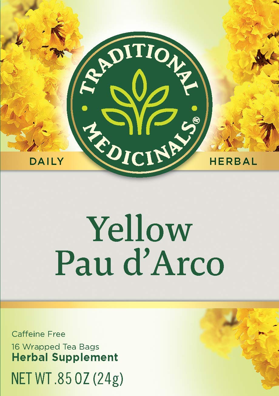 Traditional Medicinals Yellow Pau d'Arco Herbal Tea, Contributes to a Healthy You, (Pack of 6) - 96 Tea Bags Total