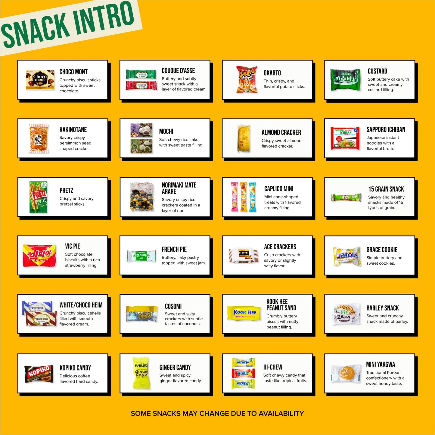 Seconde Nature Korean and Japanese Snack Box - 25 Count Care Package with Chips, Cookies, Noodles, and Mochi - Ideal for All Ages