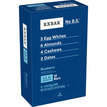 Rxbar Protein Bars, Protein Snack, Snack Bars, Blueberry, 22Oz Box (12 Bars)