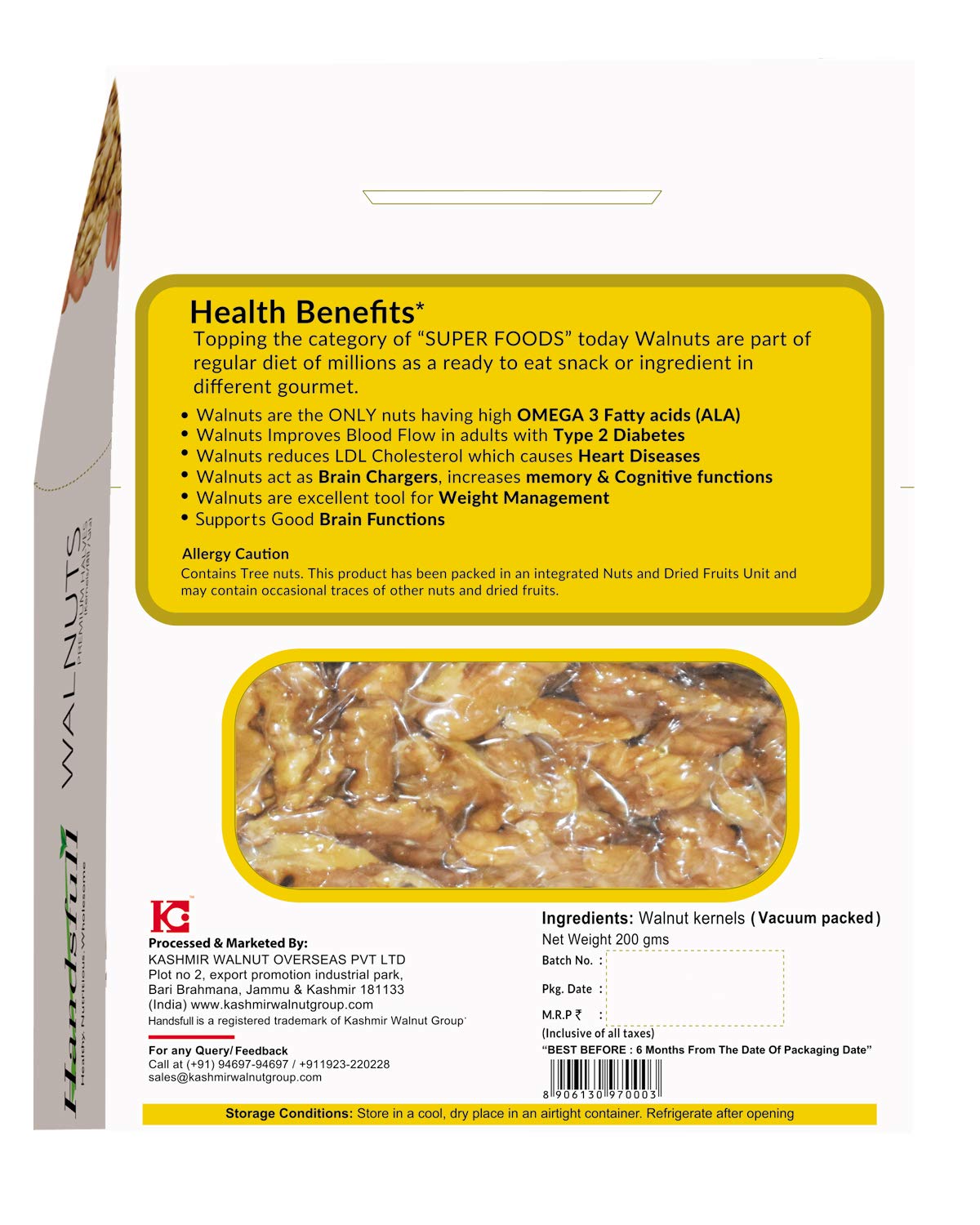 Handsfull California Walnuts, 200G + Premium Pistachious, 200G + Californa Alomnds, 200G