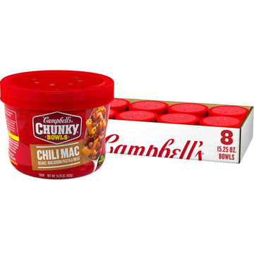 Campbell's Chunky Soup, Chili Mac Soup, 15.25 oz Microwavable Bowl (Case of 8)
