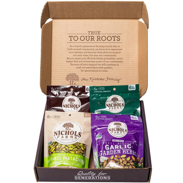 Nichols Farms Roasted Pistachios - California-Grown Non-GMO Snack Packs - Lightly Salted Healthy Nuts - Party Snack Bundle - Spe