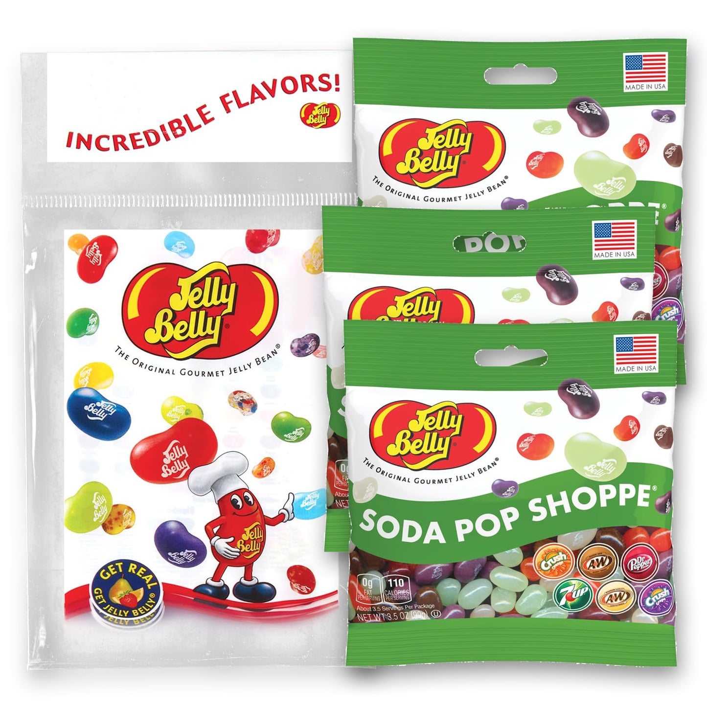 Jelly Belly Soda Pop Shoppe Jelly Beans 3.5 Oz Grab & Go Bags - Pack Of 3 Sold In Jelly Belly Bag