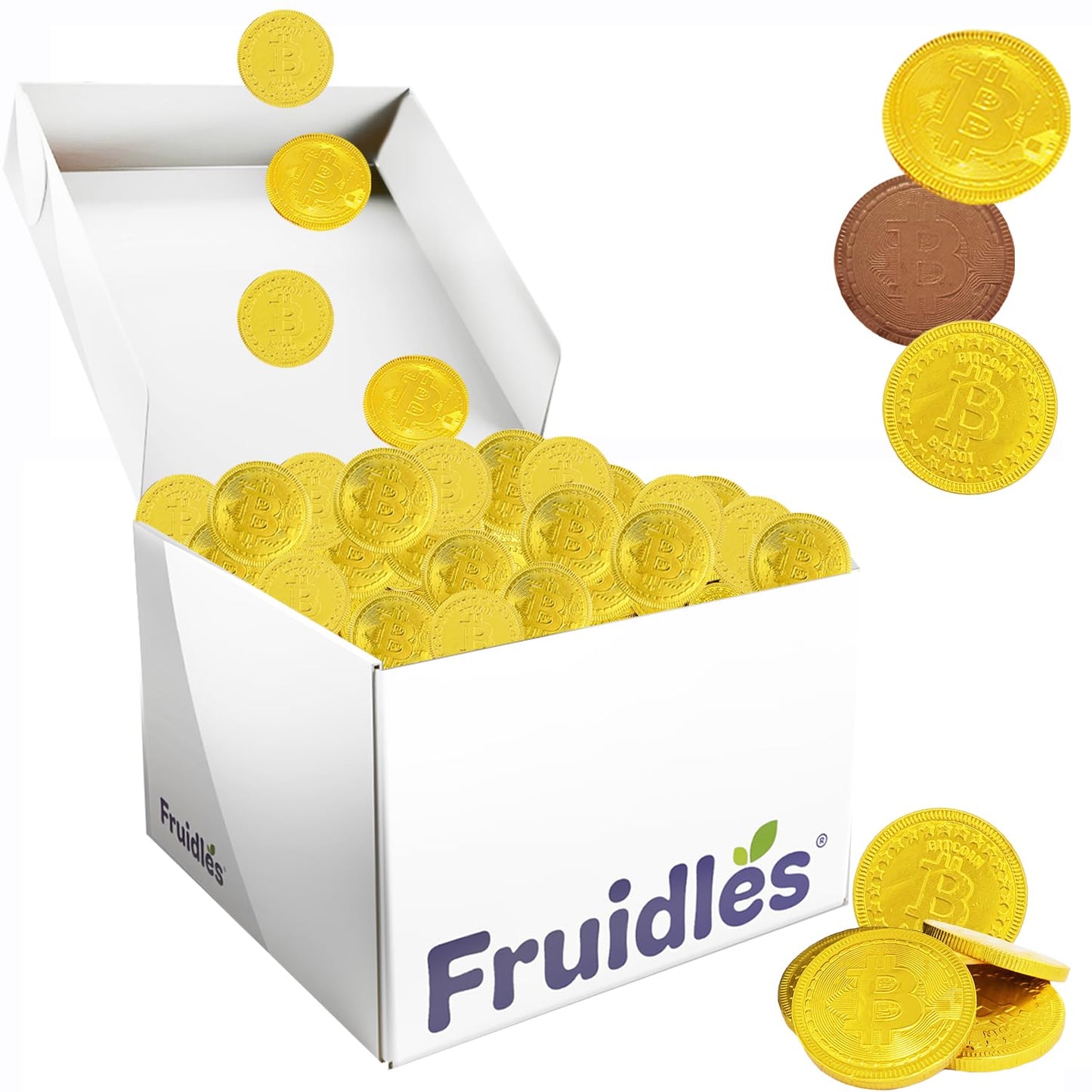 Fruidles Oriflavor Blendal Crypto Chocolate Coins Made With Top-Grade Belgian Chocolate Gluten-Free Non-Gmo Kosher Certified Dairy (500-Pack)