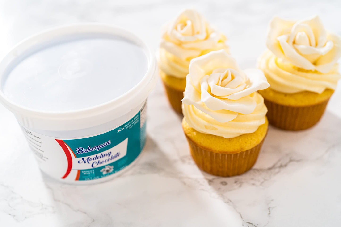 Bakerpan Bright White Modeling Chocolate - 1 Pound - Sculpt Cakes, Model Figurines, And Create Cake Toppers (Made In Usa)
