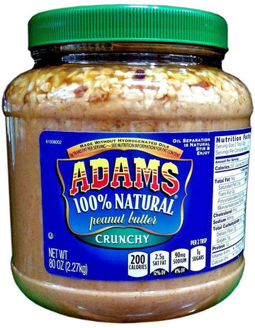 Generic Adams 100% Natural Crunchy Peanut Butter 80oz Bulk Buy- PACK OF 3
