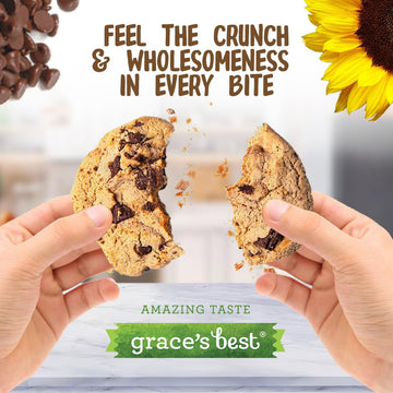 Graces Best Cookies - Sweet and Crunchy Snack - Sunflower Seeds & Chocolate Chips - Pack of 2 (12oz)