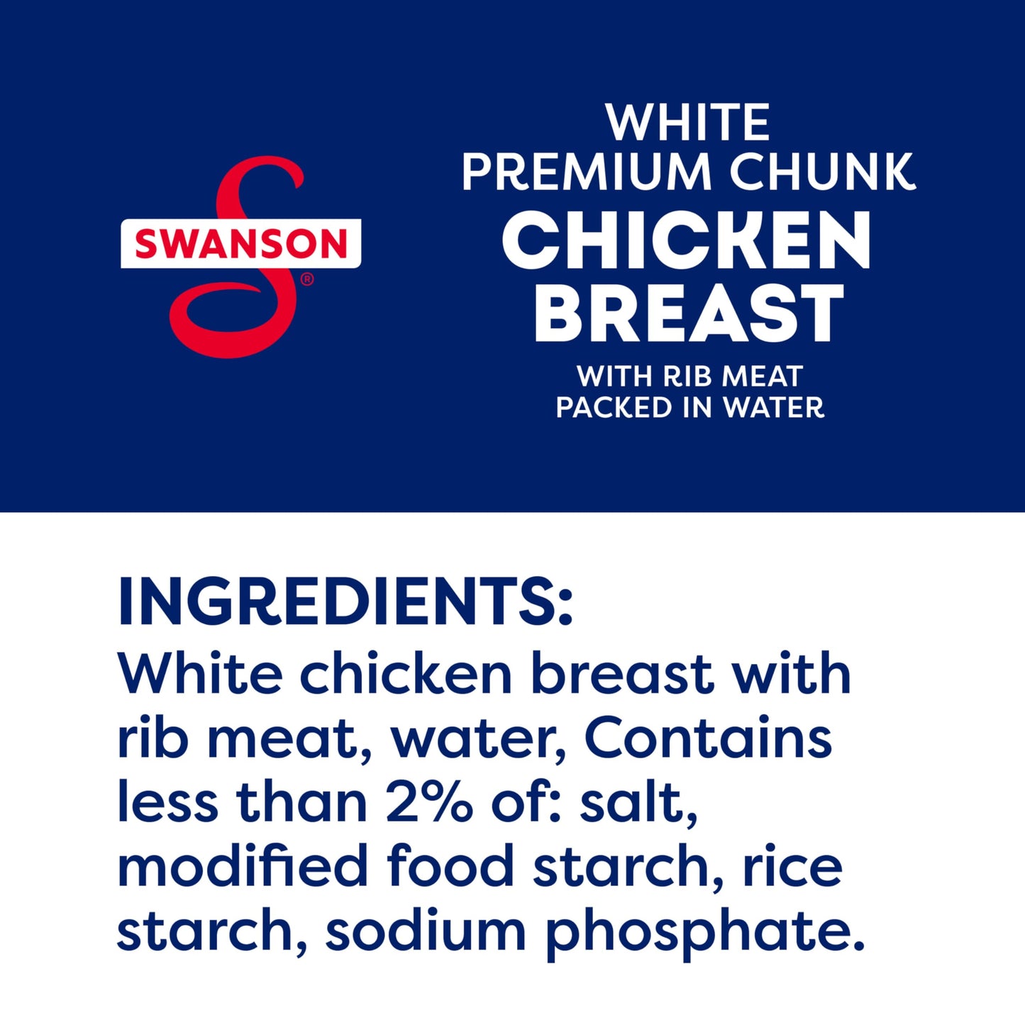 Swanson White Premium Chunk Canned Chicken Breast In Water, Fully Cooked Chicken, 4.5 Oz Can (Pack Of 4)