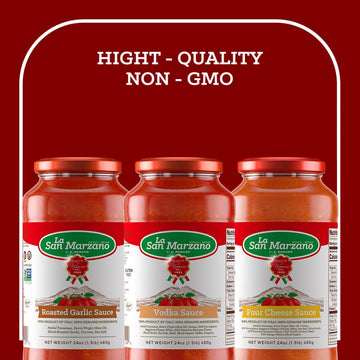 La San Marzano Pasta Sauce Variety Pack, spirit-inspired flavor & Four Cheese, Roasted Garlic, 24 oz (Pack of 3), Gluten Free, All Natural