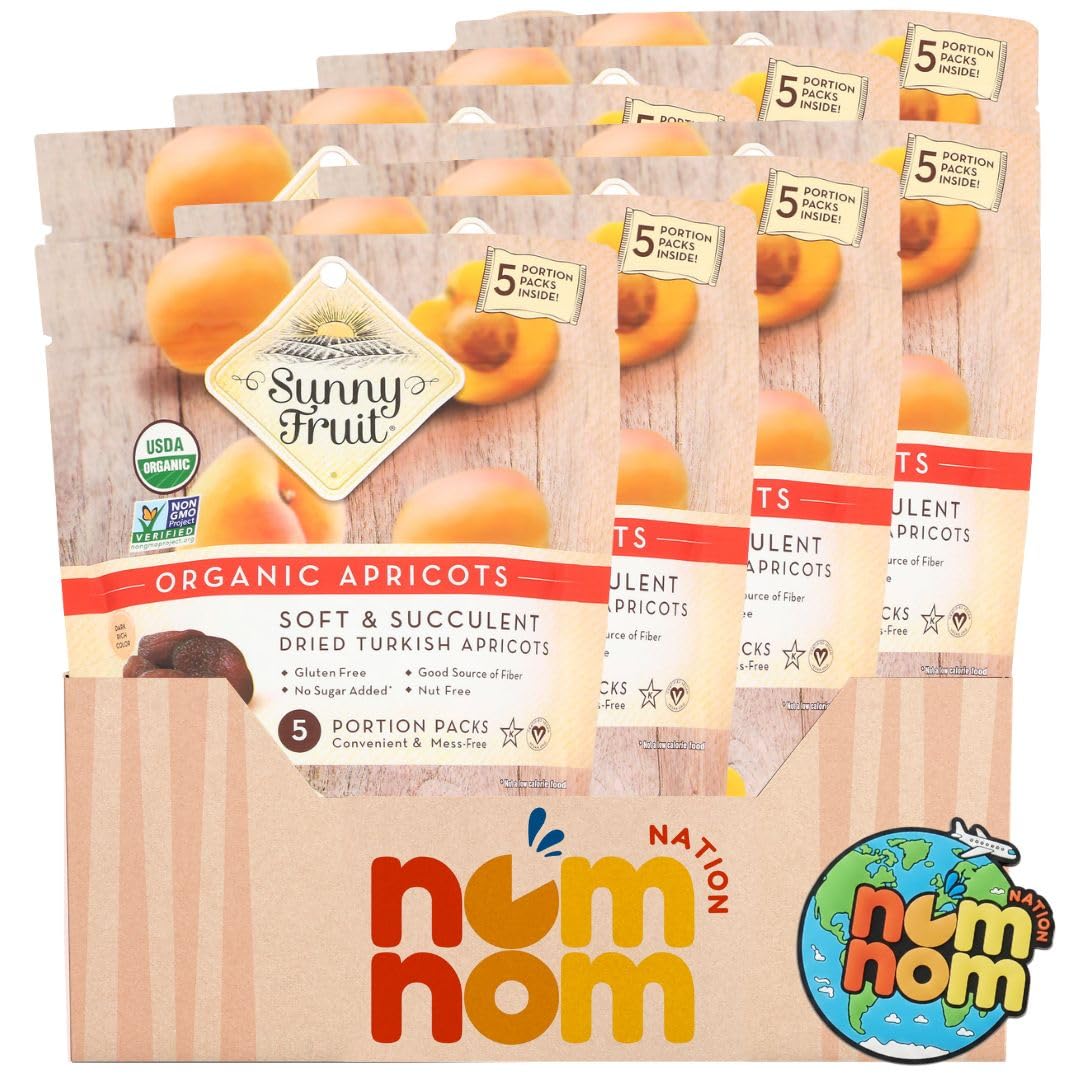 Sunny Fruit Apricot Dried Packs - 8.8 OZ Bags (Pack of 8) - Organic Apricots - Dried Fruit Organic with Refrigerator Magnet - 9