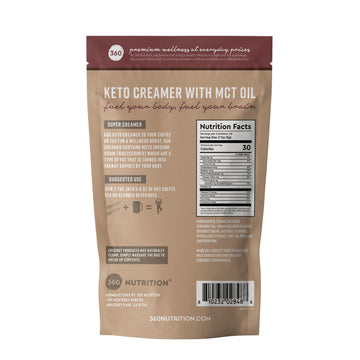 360 Nutrition Keto Coffee Creamer With Mct Oil Powder, Gluten Free, Vegan, Sweetened With Coconut Sugar, Low Carb Non Dairy Crea