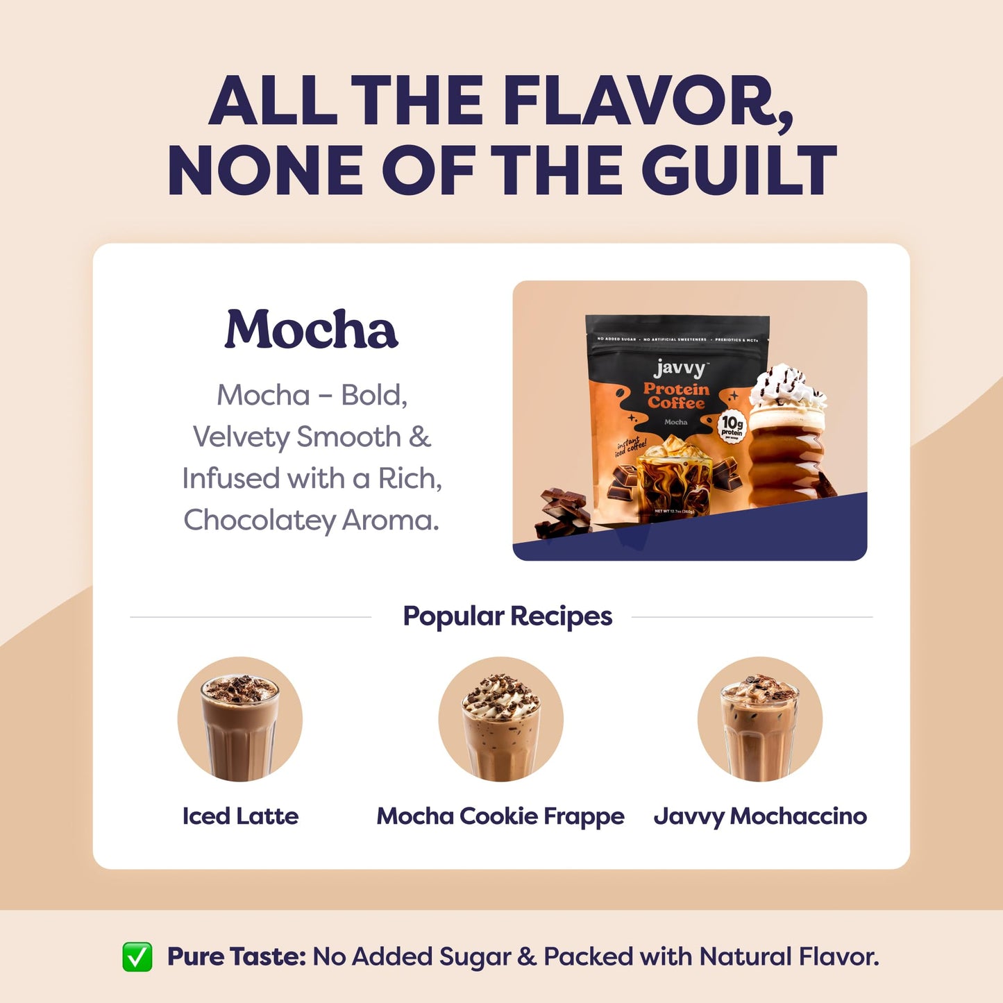 Mocha Protein Iced Coffee - enhanced Whey Protein & Instant Iced Coffees - 100% Natural Cold Brew - Zero Artificial Flavors & Sweeteners 80 mg Caffeine Per Serving No Added Sugar 20 Servings