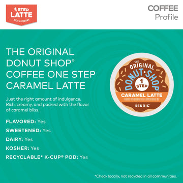 The Original Donut Shop, One Step Latte - Caramel Latte (20 Count Pack Of 1)