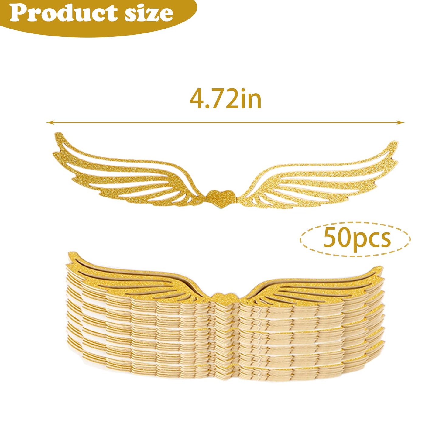 Doryfew 50Pcs Chocolate Decor Hollow Wings Cupcake Toppers, Paper, Style 7, Model TS-5