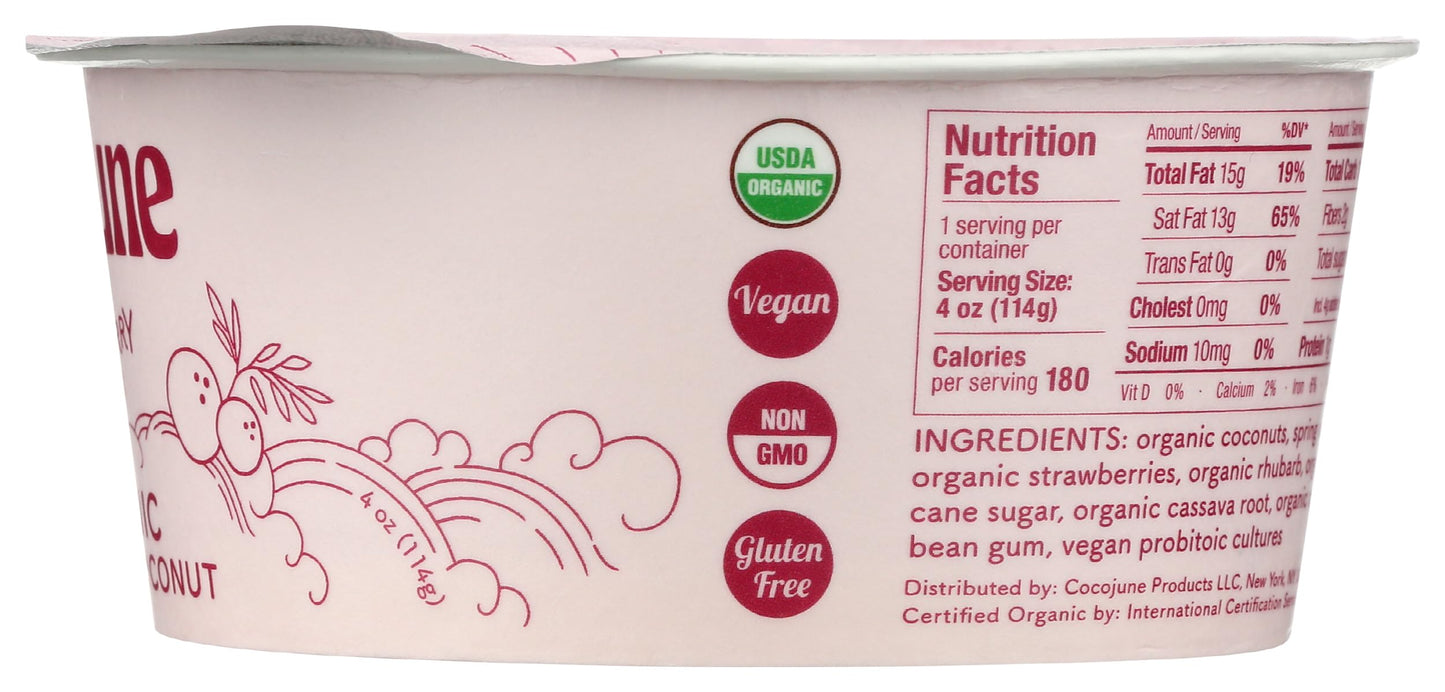 Cocojune Organic Strawberry & Rhubarb, Pink, 4 Ounce (Pack of 1)