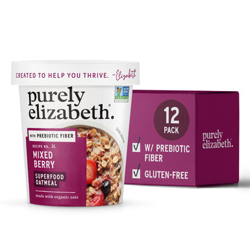 Purely Elizabeth Superfood Oatmeal Cup with Prebiotic Fiber, Mixed Berry, Vegan Friendly, Organic, Gluten Free & Non-GMO, 1.76 O