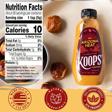 Koops' Dusseldorf & Arizona Heat Mustard - German-Style Bratwurst Mustard, Sweet And Spicy Mustard, Gluten-Free, Kosher, Made In