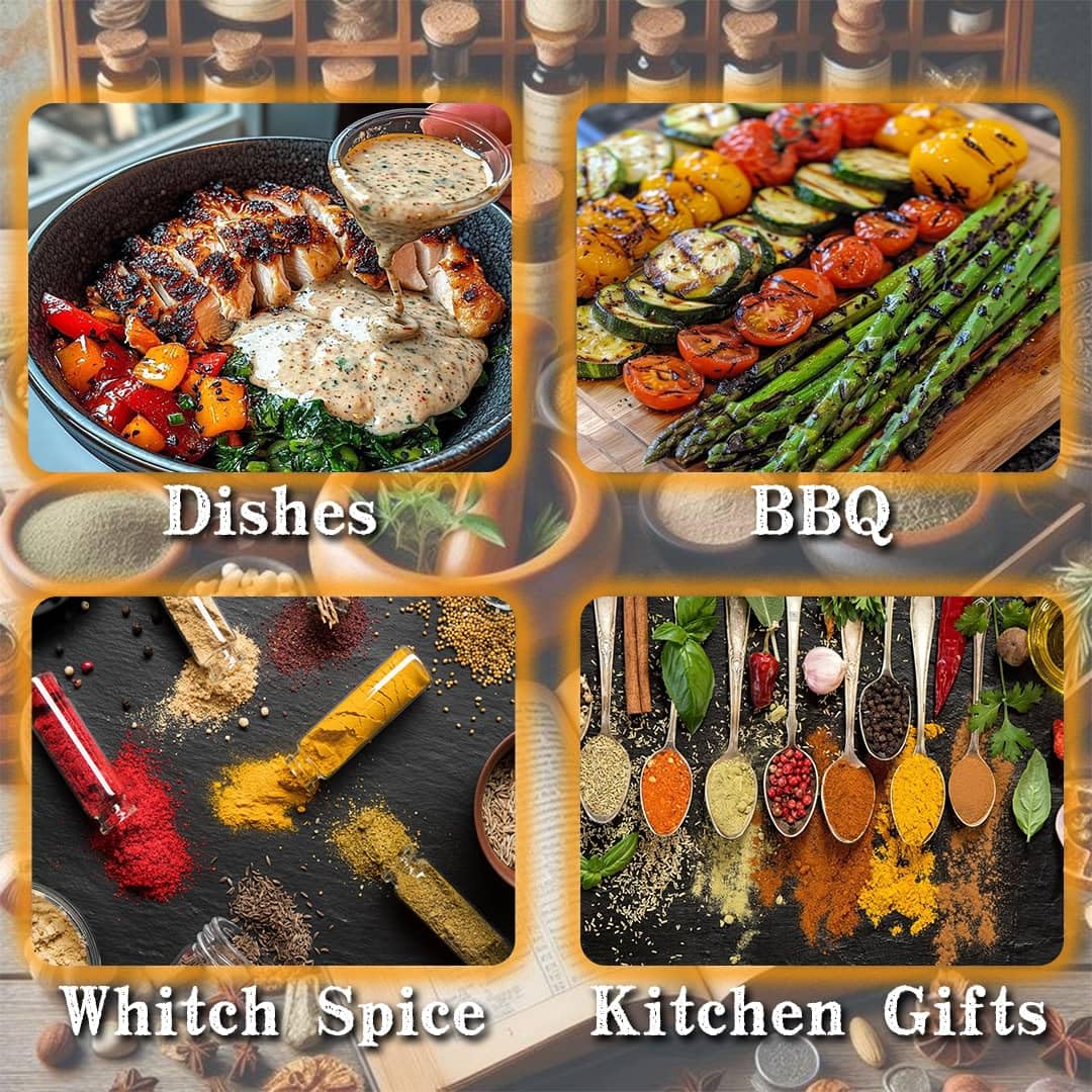 12Pcs Herbs Seasoning Spice Gift Set - Complete Starter Spices Seasonings Glass Tubes Gift Set For Men & Women, Cooking Variety